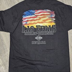 Harley-Davidson Black T-Shirt with American Flag Design